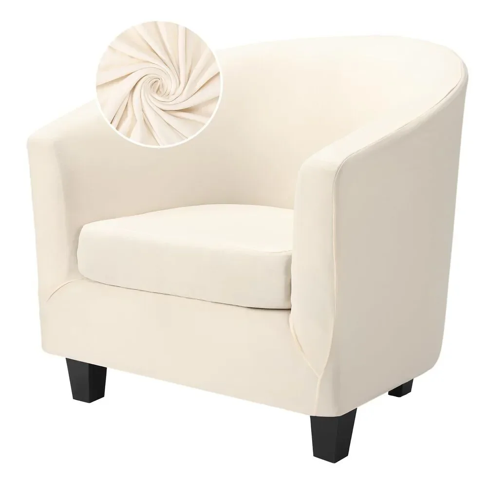 Barrel Chair Covers 2 Piece, Round Couch Cover Club Chair & Cushion Slipcover